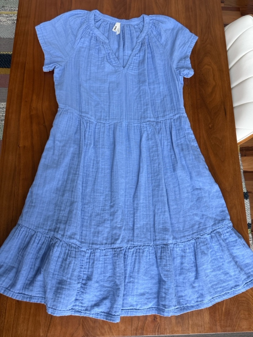 PACT Coastal Throw-and-Go Dress Double Gauze Cotton Periwinkle Size Small - Picture 3 of 7